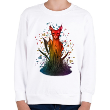 PRINTFASHION absztrakt macska - Gyerek pulóver - Fehér gyerek pulóver, kardigán