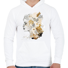 PRINTFASHION Absztrakt minimal női vonalrajz - Férfi kapucnis pulóver - Fehér férfi pulóver, kardigán