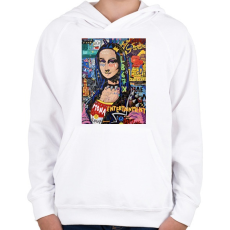 PRINTFASHION Absztrakt Mona - Gyerek kapucnis pulóver - Fehér