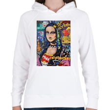 PRINTFASHION Absztrakt Mona - Női kapucnis pulóver - Fehér női pulóver, kardigán