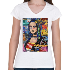 PRINTFASHION Absztrakt Mona - Női V-nyakú póló - Fehér női póló