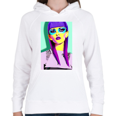 PRINTFASHION Absztrakt_napszemüveges_lány_1 - Női kapucnis pulóver - Fehér