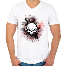PRINTFASHION absztrakt skull - Férfi V-nyakú póló - Fehér férfi póló