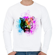 PRINTFASHION absztrakt tigris arc2 - Férfi pulóver - Fehér