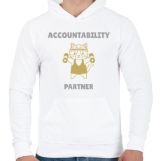 PRINTFASHION Accountability partner- Számonkérő edző társ  - Férfi kapucnis pulóver - Fehér