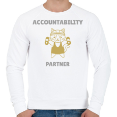 PRINTFASHION Accountability partner- Számonkérő edző társ  - Férfi pulóver - Fehér
