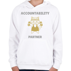 PRINTFASHION Accountability partner- Számonkérő edző társ  - Gyerek kapucnis pulóver - Fehér
