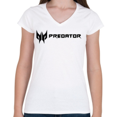 PRINTFASHION Ace Predator logo - Női V-nyakú póló - Fehér
