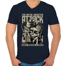 PRINTFASHION Acélszörny - Férfi V-nyakú póló - Sötétkék