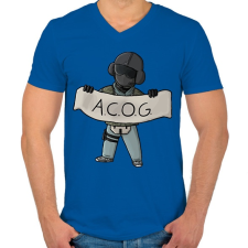 PRINTFASHION ACOG - Férfi V-nyakú póló - Királykék férfi póló