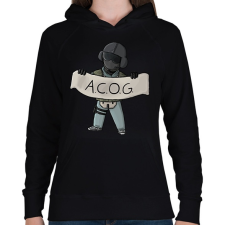 PRINTFASHION ACOG - Női kapucnis pulóver - Fekete női pulóver, kardigán