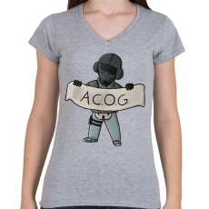 PRINTFASHION ACOG - Női V-nyakú póló - Sport szürke