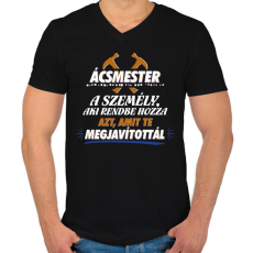 PRINTFASHION Ácsmester - Férfi V-nyakú póló - Fekete