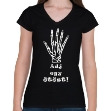 PRINTFASHION Adj egy ötöst! - Női V-nyakú póló - Fekete női póló