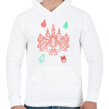 PRINTFASHION Adventi koszorú - Férfi kapucnis pulóver - Fehér férfi pulóver, kardigán