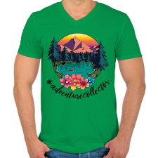 PRINTFASHION #adventurecollector - Férfi V-nyakú póló - Zöld férfi póló