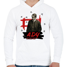 PRINTFASHION Ady Endre - Férfi kapucnis pulóver - Fehér férfi pulóver, kardigán