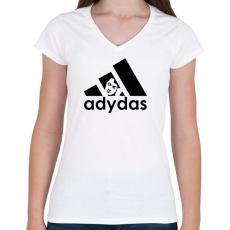 PRINTFASHION Adydas - Márka paródia - Női V-nyakú póló - Fehér