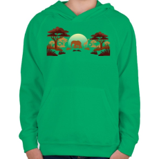 PRINTFASHION Afrika - Gyerek kapucnis pulóver - Zöld
