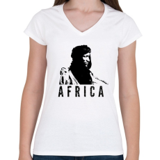 PRINTFASHION Afrika - Női V-nyakú póló - Fehér