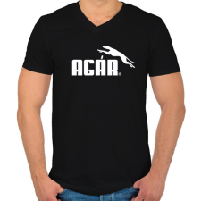 PRINTFASHION Agár / greyhound logó (fehér) - Férfi V-nyakú póló - Fekete férfi póló