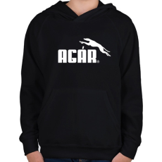 PRINTFASHION Agár / greyhound logó (fehér) - Gyerek kapucnis pulóver - Fekete