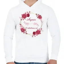 PRINTFASHION Ágnes - Férfi kapucnis pulóver - Fehér férfi pulóver, kardigán