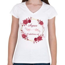 PRINTFASHION Ágnes - Női V-nyakú póló - Fehér női póló