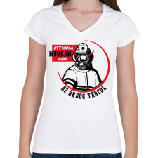 PRINTFASHION Ahol az ördög táncol - Női V-nyakú póló - Fehér női póló