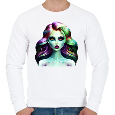 PRINTFASHION AI_Üveg_Android_Lány_1 - Férfi pulóver - Fehér