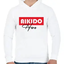 PRINTFASHION Aikido hero - Férfi kapucnis pulóver - Fehér férfi pulóver, kardigán