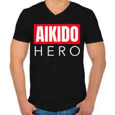 PRINTFASHION AIKIDO HERO - Férfi V-nyakú póló - Fekete férfi póló
