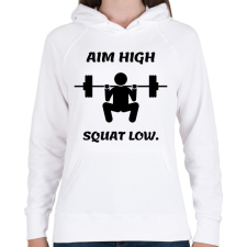 PRINTFASHION Aim high. Squat low. - Női kapucnis pulóver - Fehér női pulóver, kardigán
