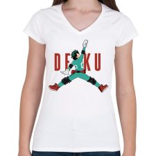 PRINTFASHION Air Deku - Női V-nyakú póló - Fehér női póló