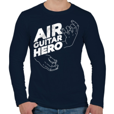 PRINTFASHION Air Guitar Hero - Férfi hosszú ujjú póló - Sötétkék férfi póló
