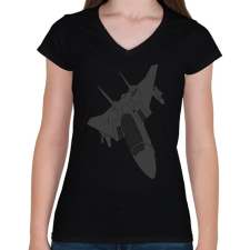 PRINTFASHION Aircraft - Női V-nyakú póló - Fekete női póló