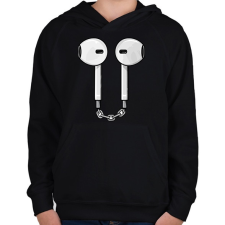PRINTFASHION AirPods - Gyerek kapucnis pulóver - Fekete gyerek pulóver, kardigán
