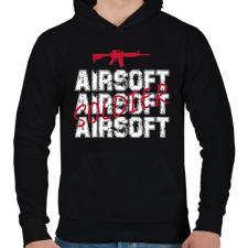 PRINTFASHION Airsoft soldier - Férfi kapucnis pulóver - Fekete férfi pulóver, kardigán