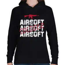 PRINTFASHION Airsoft soldier - Női kapucnis pulóver - Fekete női pulóver, kardigán