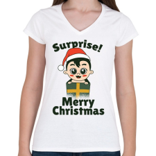 PRINTFASHION Ajándék baba - Női V-nyakú póló - Fehér női póló