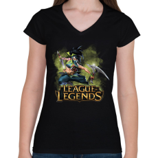 PRINTFASHION Akali - Női V-nyakú póló - Fekete