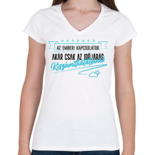 PRINTFASHION Akár csak az időjárás - Női V-nyakú póló - Fehér női póló