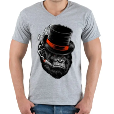 PRINTFASHION Akár egy főnök - Férfi V-nyakú póló - Sport szürke