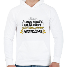 PRINTFASHION Aki boldog hétfőn - Férfi kapucnis pulóver - Fehér