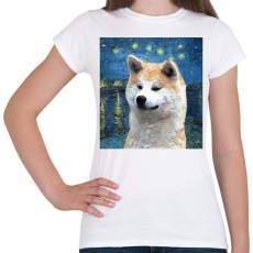 PRINTFASHION Akita festmény - Női póló - Fehér