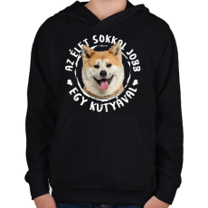 PRINTFASHION Akita Inu - Gyerek kapucnis pulóver - Fekete