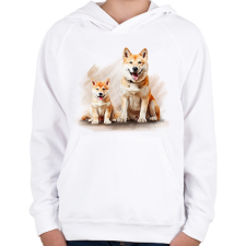 PRINTFASHION Akita kutyák - Gyerek kapucnis pulóver - Fehér gyerek pulóver, kardigán
