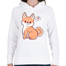 PRINTFASHION Akita puppy - Női kapucnis pulóver - Fehér női pulóver, kardigán