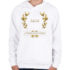 PRINTFASHION Ákos - Gyerek kapucnis pulóver - Fehér