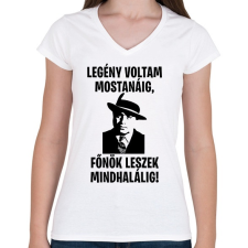 PRINTFASHION Al Capone főnök - Női V-nyakú póló - Fehér női póló